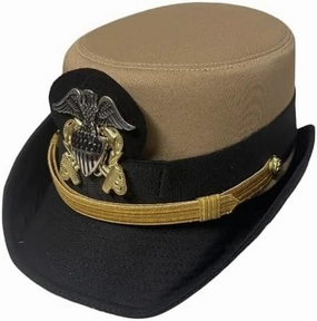 US Navy Women's Military Officer Cap, Khaki and Black, Ceremonial Uniform Hat with Eagle Emblem