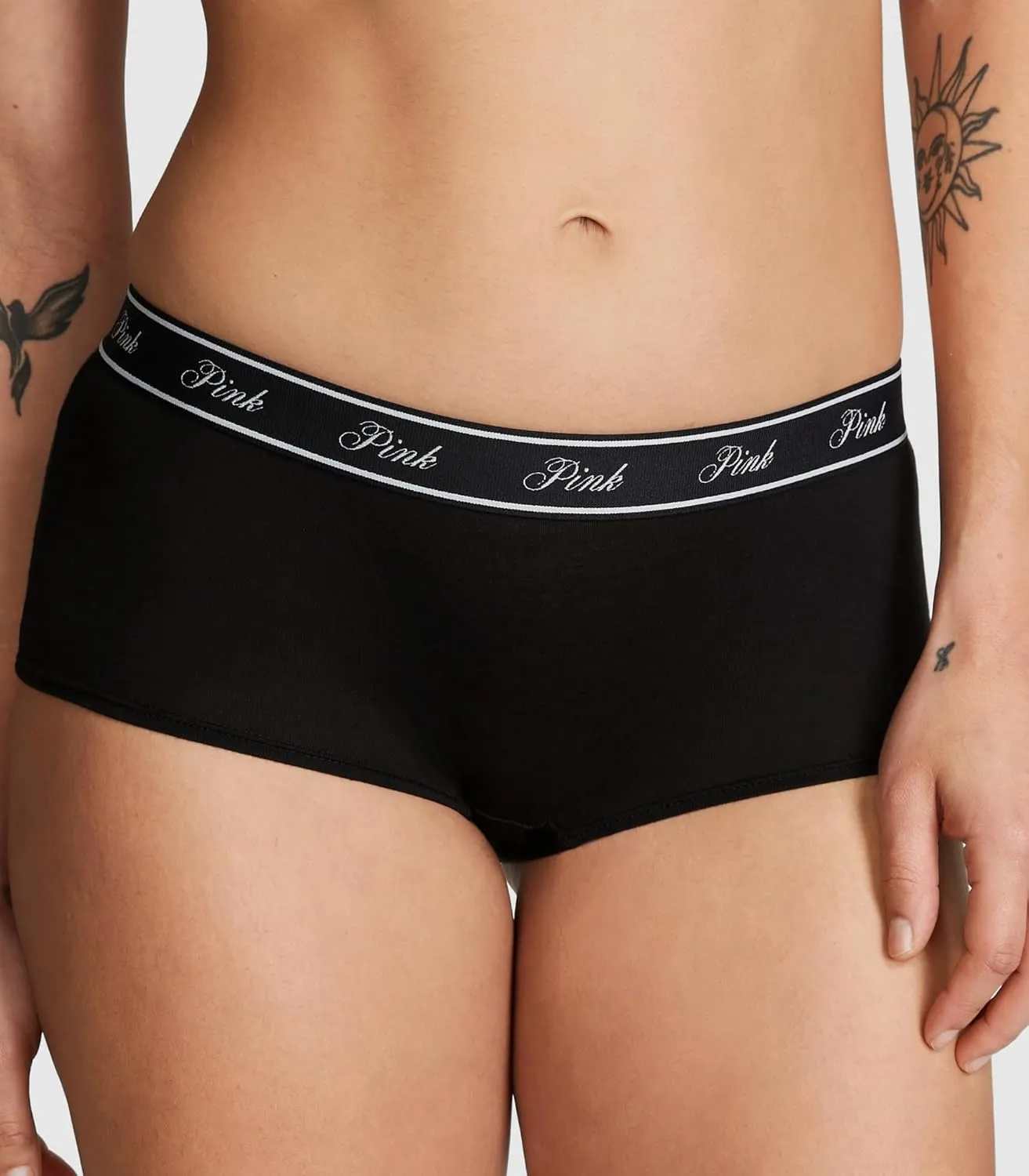 Victoria's Secret PINK Women's Cotton Logo Boyshort Underwear, Full Coverage Panties for Women, Multi Pack (XS-XXL)