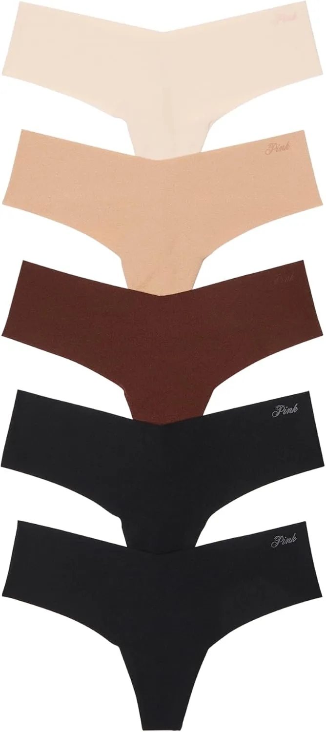 Victoria's Secret PINK Women's No Show Thong Underwear, Panties for Women, Multi Pack (XS-XXL)