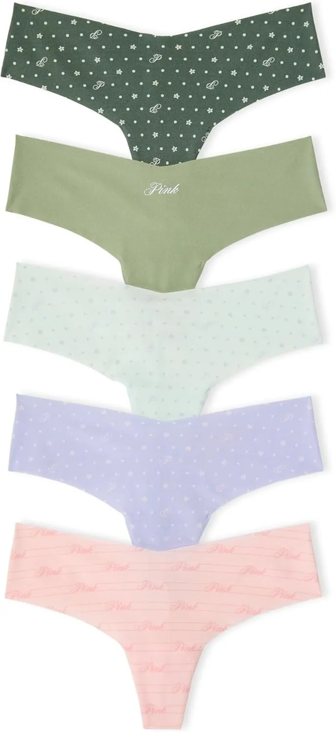Victoria's Secret PINK Women's No Show Thong Underwear, Panties for Women, Multi Pack (XS-XXL)