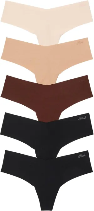 Victoria's Secret PINK Women's No Show Thong Underwear, Panties for Women, Multi Pack (XS-XXL)