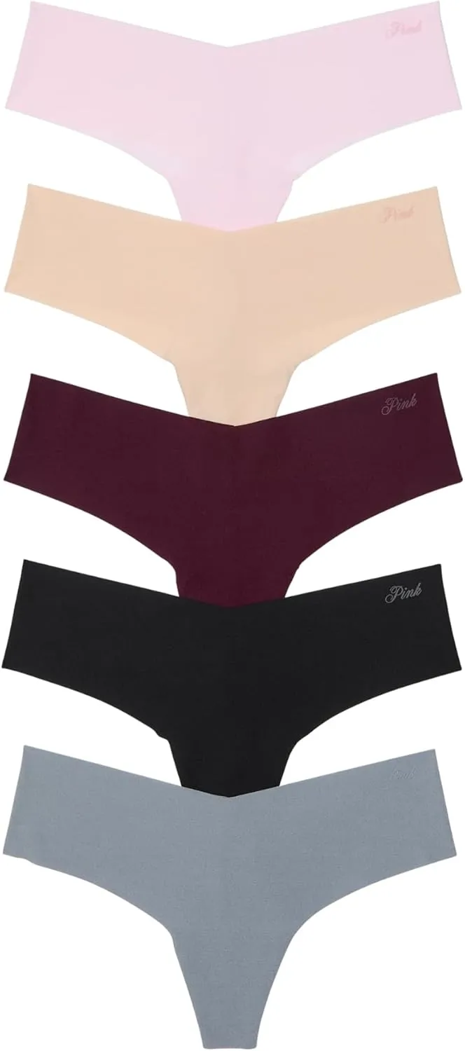 Victoria's Secret PINK Women's No Show Thong Underwear, Panties for Women, Multi Pack (XS-XXL)