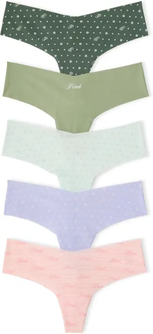 Victoria's Secret PINK Women's No Show Thong Underwear, Panties for Women, Multi Pack (XS-XXL)