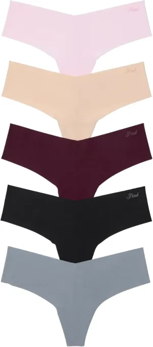 Victoria's Secret PINK Women's No Show Thong Underwear, Panties for Women, Multi Pack (XS-XXL)