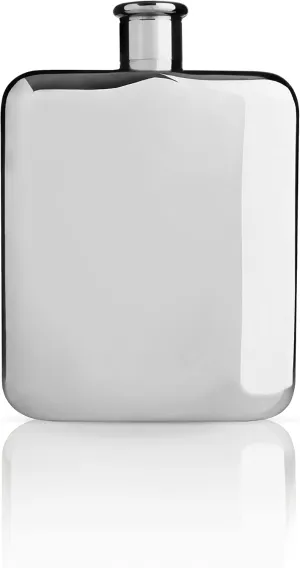 Viski Silver Polished Stainless Steel Flask With Screw Top for Alcohol, Liquor, Men - 6 Ounces, Set of 1