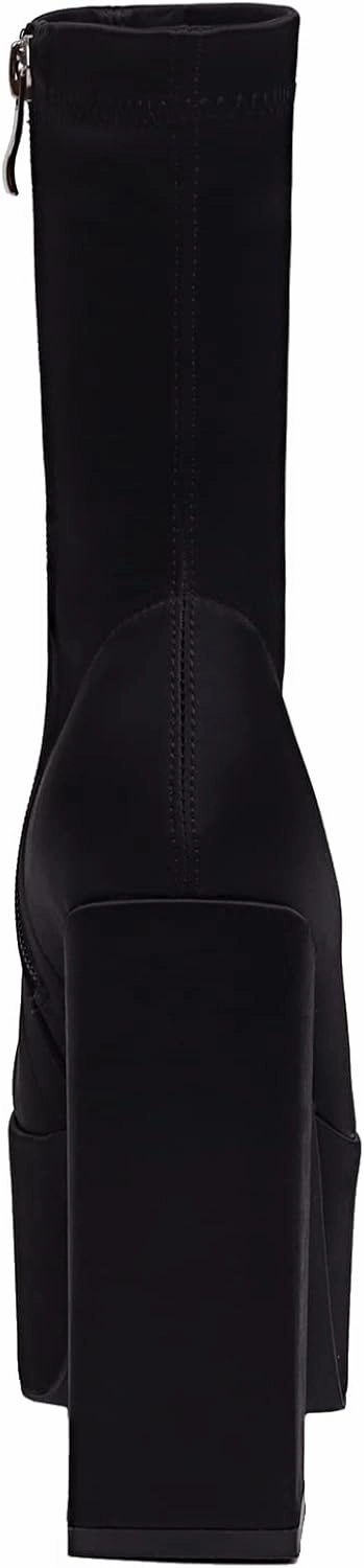 vivianly Women's Platform Ankle BootsHigh Chunky Heel Mid-Calf Boots
