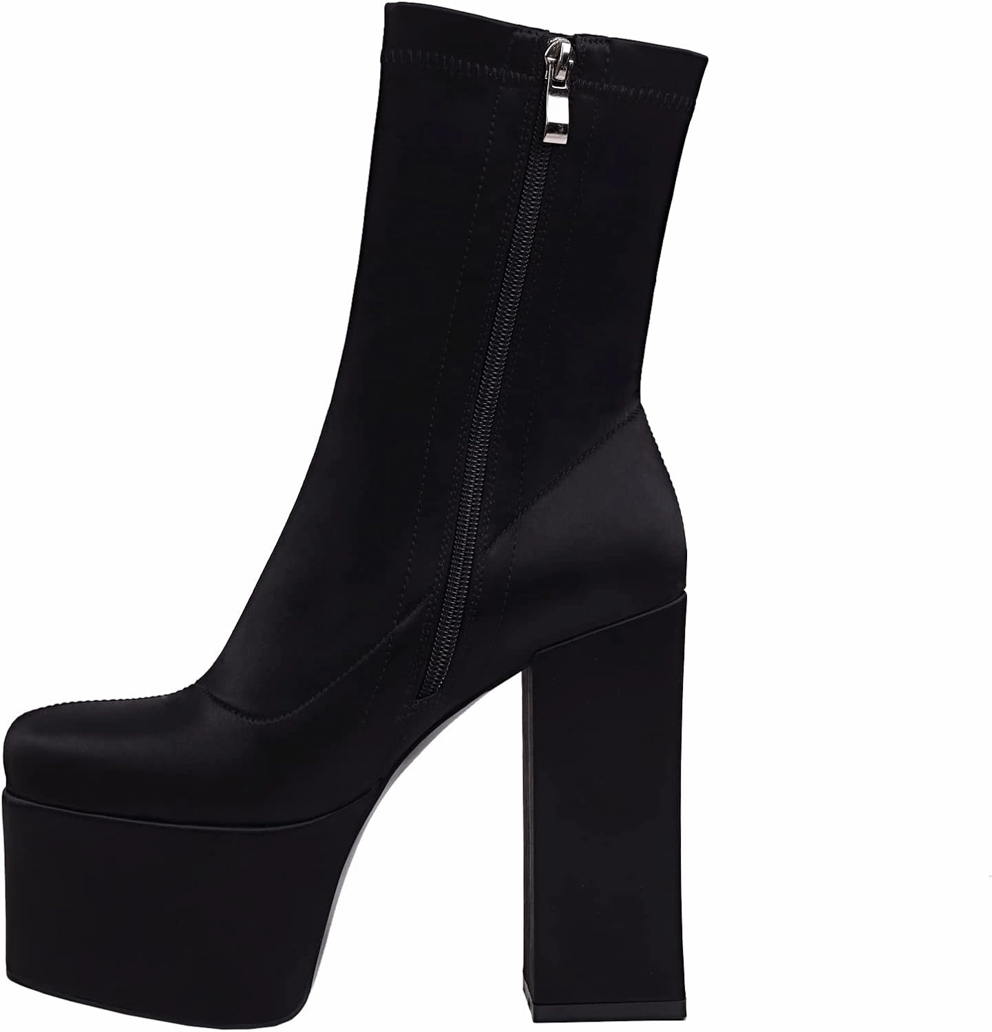 vivianly Women's Platform Ankle BootsHigh Chunky Heel Mid-Calf Boots