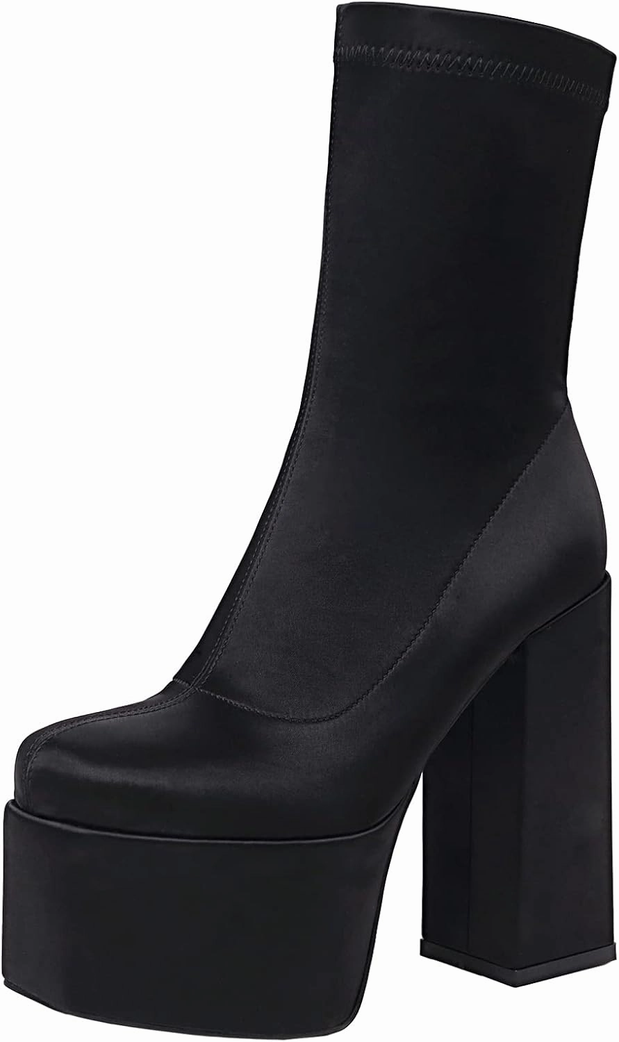 vivianly Women's Platform Ankle BootsHigh Chunky Heel Mid-Calf Boots