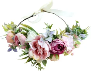 Vivivalue Floral Crown Women Flower Headband Floral Headpiece Halo Wedding Party Festival Photos