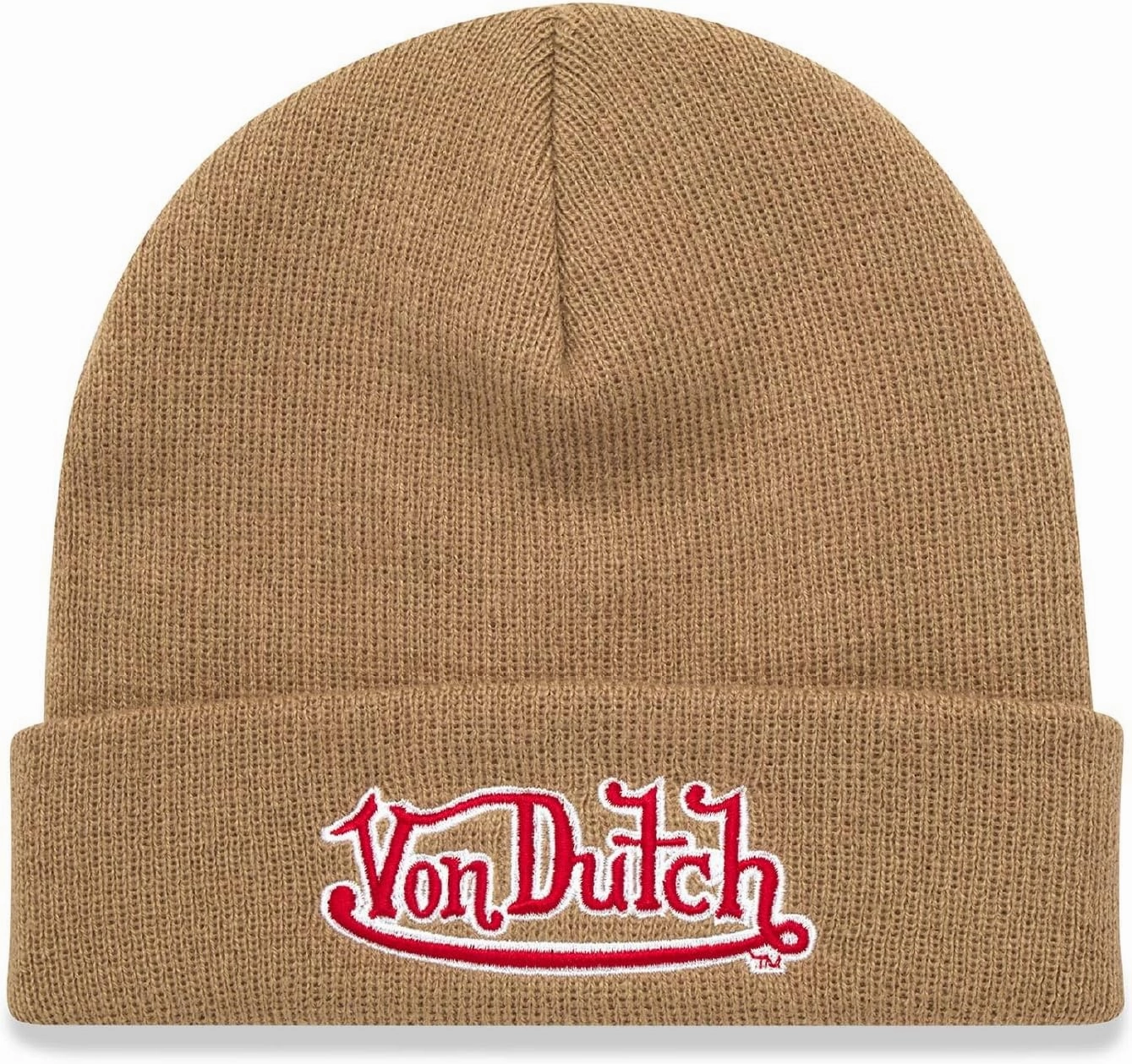 Von Dutch Womens Beanie Hat - Soft Cuffed Knitted Skull Cap Graphic Winter Beanie for Women with Embroidered Logo
