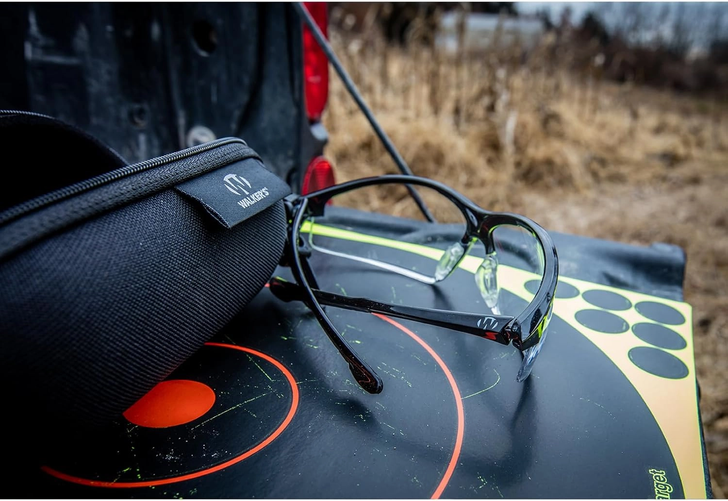 Walker's IKON Tanker Open Full Frame Shooting Glasses Durable Non-Slip Hunting Protective Glasses w/Lens Cloth & Carry Case