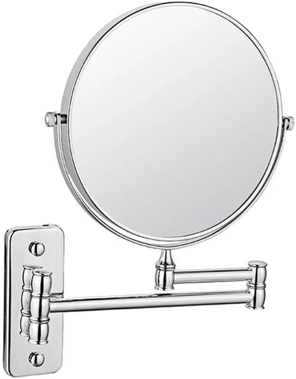 Wall Mounted Makeup Mirror 6 Inches, Makeup Mirror for Bathroom with 3x/5x Magnification, Two-Sided Extendable, 360 Degree Swivel, for Girls