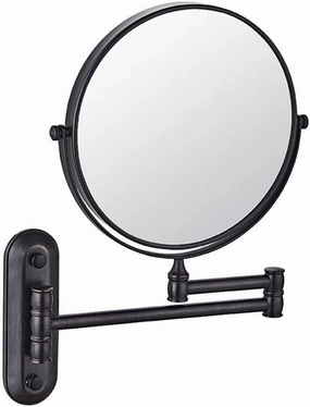 Wall Mounted Makeup Mirror, Premium 8'' Two-Sided Bathroom Vanity Mirror with Magnification, Extendable Arm, 360 Degree Swivel, Round, for Bathroom (Color : Antique Color, Size : 7X)