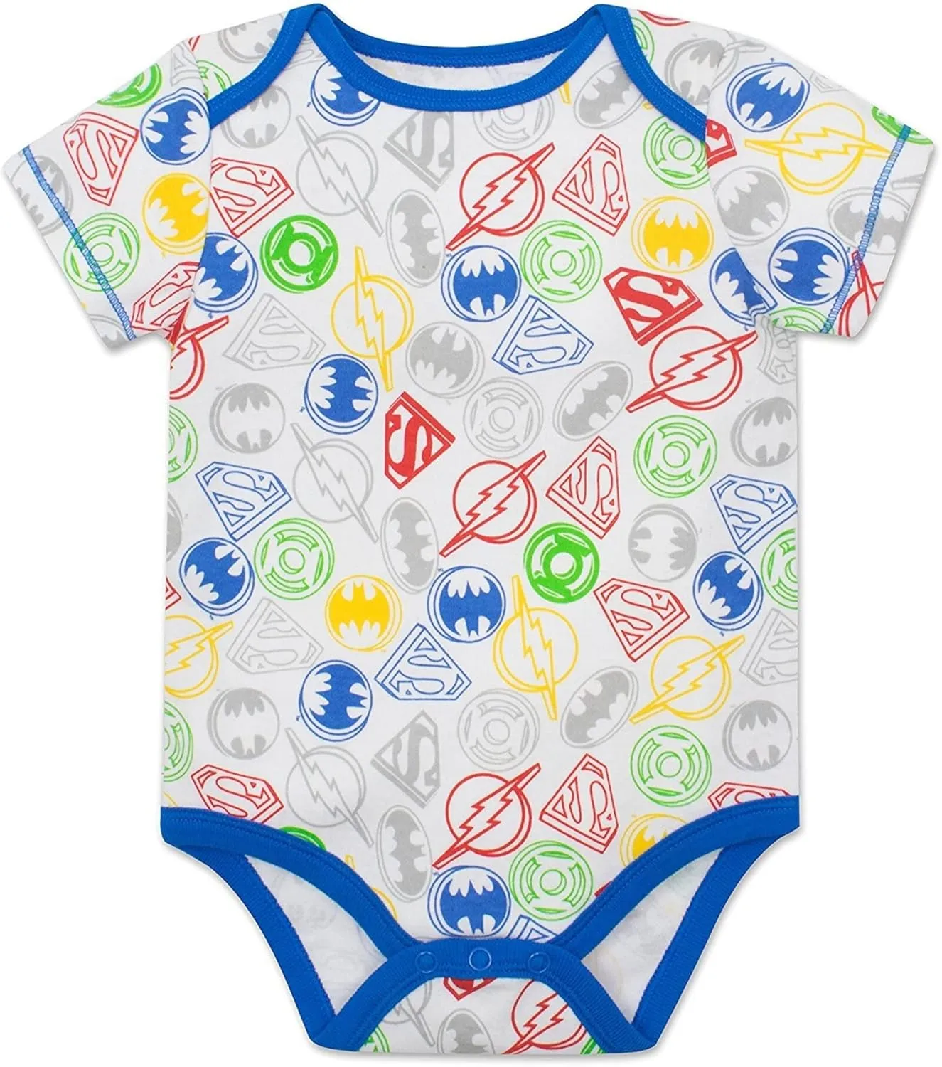 WARNER BROS Justice League DC Comics Baby 5 Pack Cosplay Costume Bodysuits Newborn to Infant Sizes (Newborn - 24 Months)