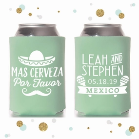 Wedding Can Cooler #117R - Mas Cerveza Por Favor