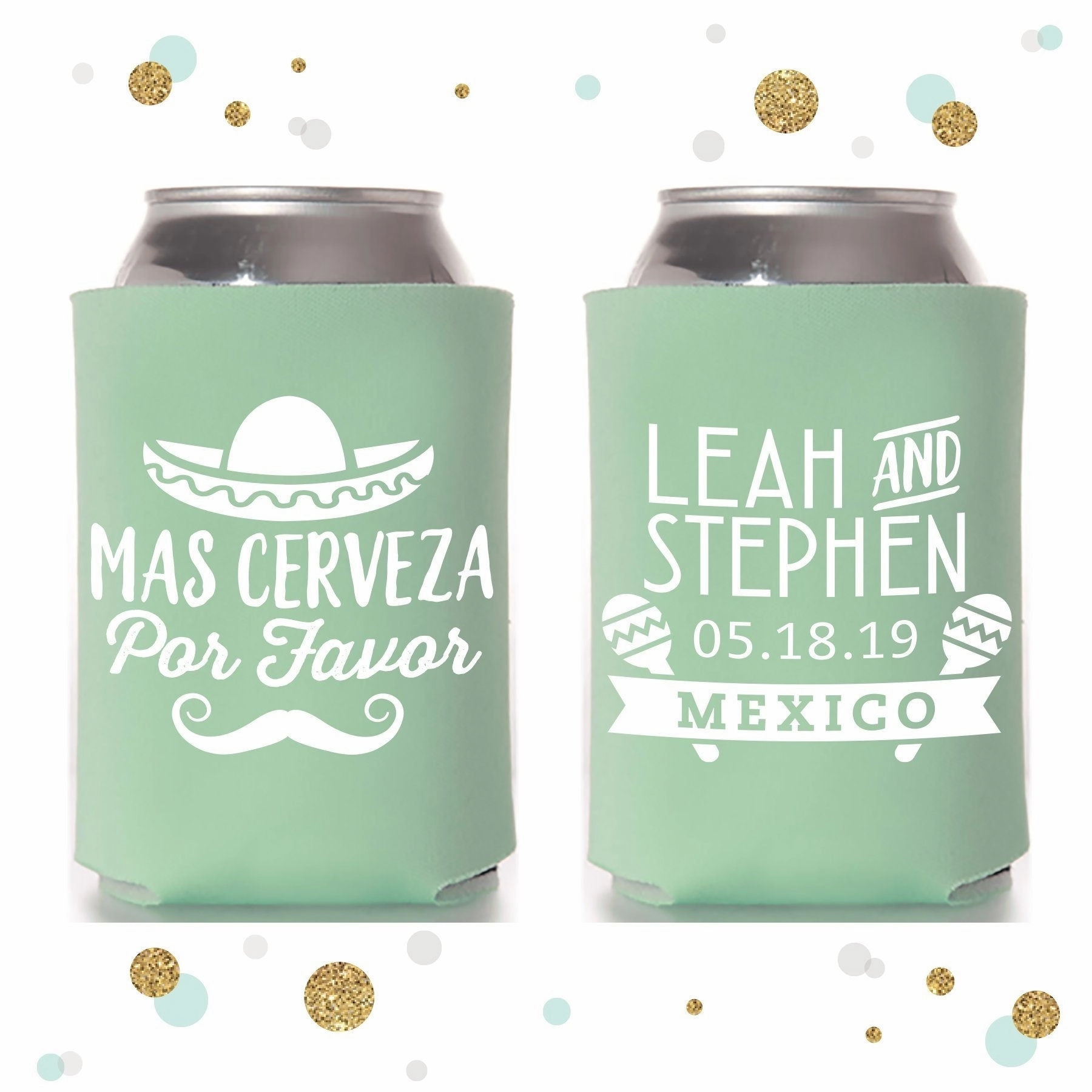 Wedding Can Cooler #117R - Mas Cerveza Por Favor