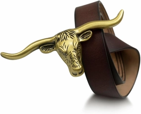 Western Belts for Woman - Leather Cowgirl Belt w/Longhorn Bull Metal Belt Buckle - Stylish Country Concert Outfits