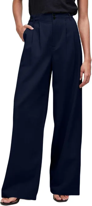 Wide Leg Dress Pants for Women High Waisted Business Casual Pants Baggy Comfy Office Work Pants Trousers with Pockets