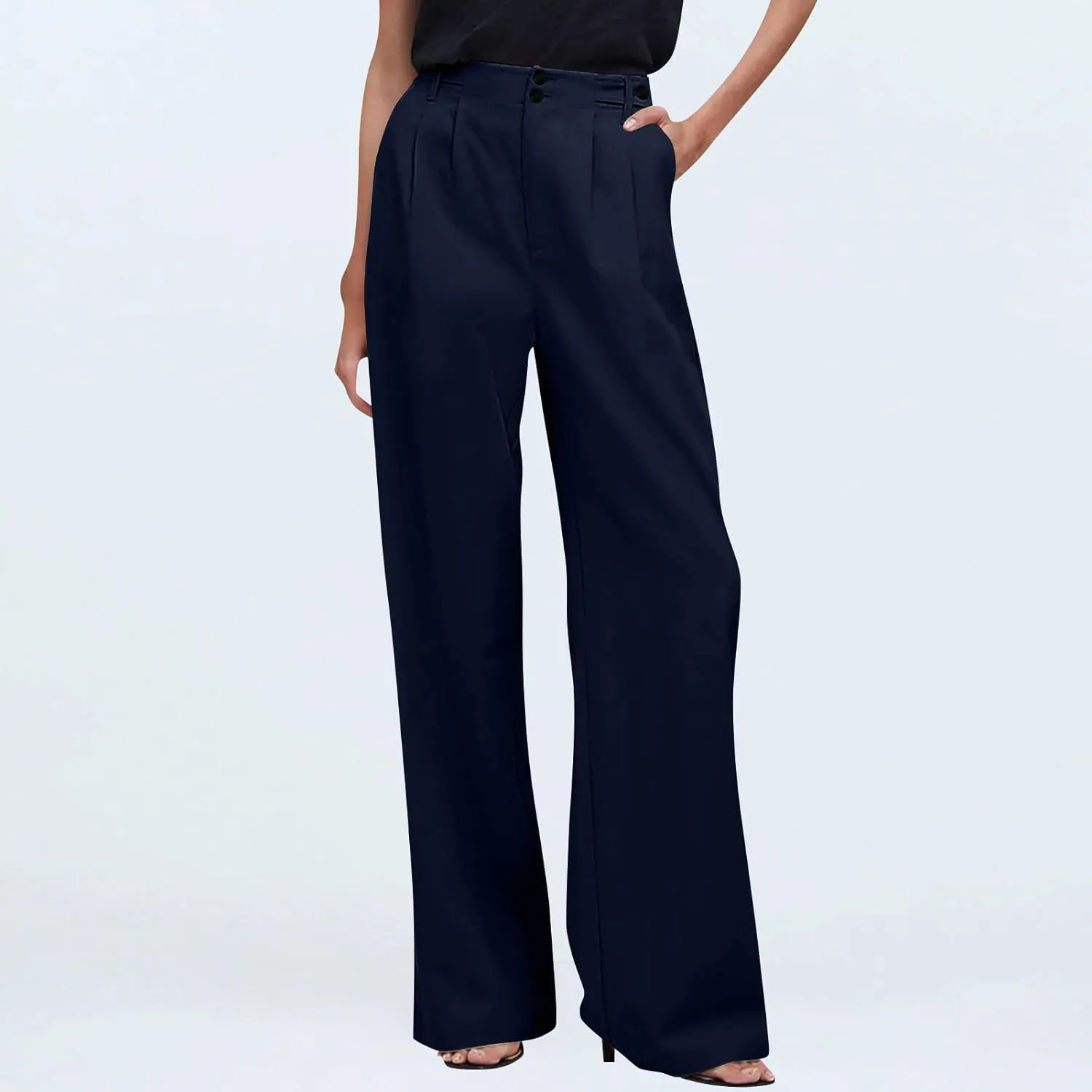 Wide Leg Dress Pants for Women High Waisted Business Casual Pants Baggy Comfy Office Work Pants Trousers with Pockets