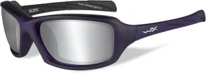 Wiley X Sleek Sunglasses, ANSI Z87 Safety Glasses for Men and Women, UV Eye Protection for Shooting, Fishing, Biking, and Extreme Sports, Matte Violet Frames, Grey Silver Flash Tinted Lenses