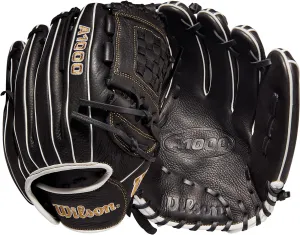 Wilson 2022 A1000 P12 12" Fastpitch Pitcher's Glove - Left Hand Throw, Black/Metallic Gold/White