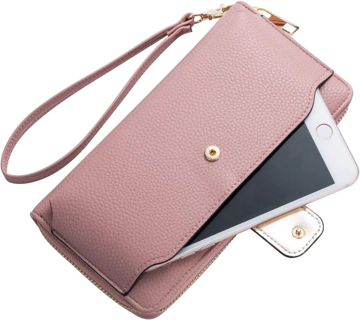 Women Wristlet Wallet with Cell Phone Holder Zip Around Handbag …