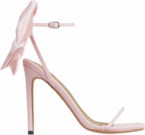 Women's Heels Satin Bow Open Toe Ankle Strap High Heels Wedding Party Dress Shoes Slingback Stilettos Sexy Square Toe Strappy High Heels Sandals