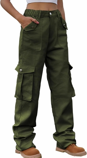 Women's High Waist Cargo Jeans Casual Baggy Wide Leg Cargo Pants Denim Jeans Y2K Streetwear Long Pant Trousers