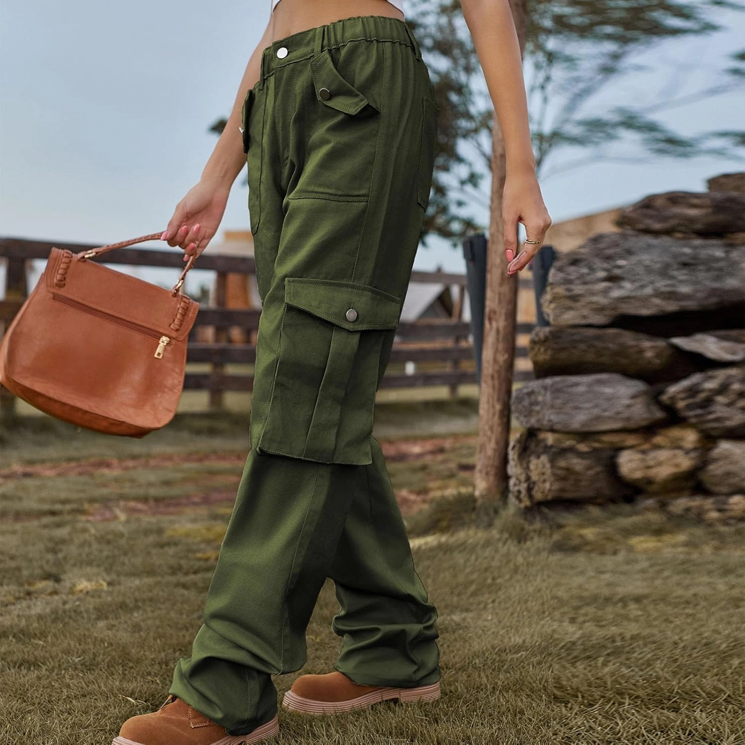Women's High Waist Cargo Jeans Casual Baggy Wide Leg Cargo Pants Denim Jeans Y2K Streetwear Long Pant Trousers