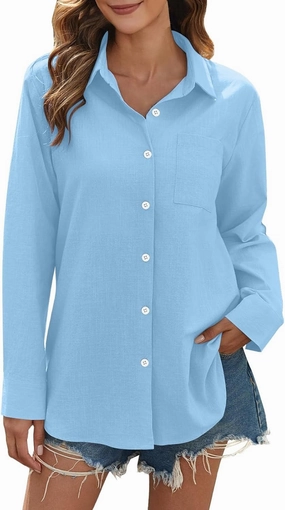 Women's Linen Blouse Women's Floral Butterfly Print Natural Autumn Fragrant Fabric Shirt Cotton Linen Shirt Blouse