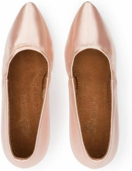 Women's Satin Pointed Toe Kitten Heel Pump Jazz Sasan Tango Modern Latin Ballroom Dancing Shoes Pink, #107, 4.5-11