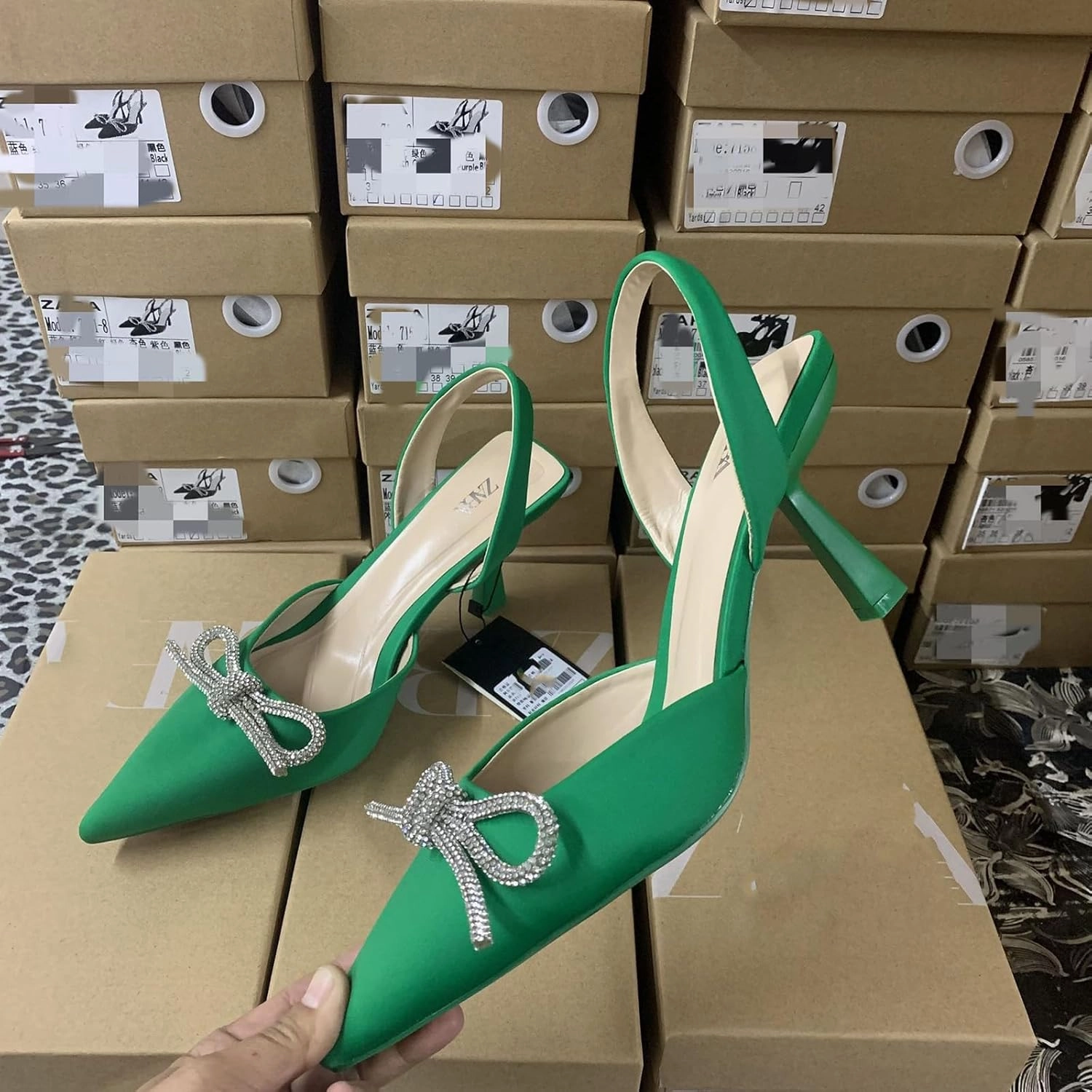 Women'S Satin Rhinstone Bow Kitten Heel Pumps,Comfort Closed Pointed Toe Ankle Strap Slingback Formal Sandals,For Wedding Evening Prom Heels