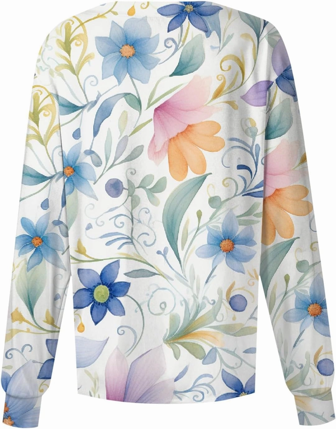 Women'S Scrub Jacket Tops Long Sleeve Floral Printed Stand-Up Collar Button Front Working Nurse Uniforms With Pockets