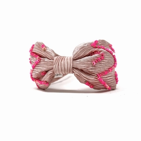 Women's Zig Zag Crinkle Satin Headband, Handmade, Pink