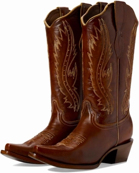 Women Vintage Embroidered Cowboy Boots Knee High Western Boots Chunky Stacked Heel Pointed Square Toe Mid Calf Cowgirl Boots Metallic Matte Pull On V Cut Fall Boot Exotic 4-11 M US