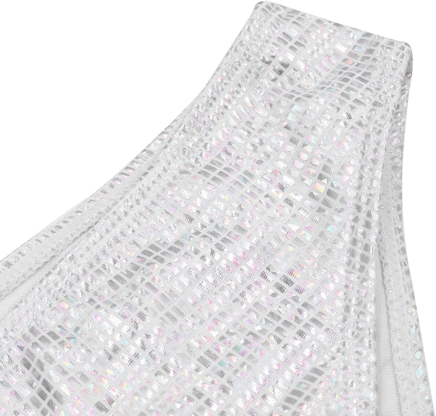 Women's 2 Piece Holographic Metallic Bikini Set Sexy Backless Cross Wrap Swimsuit High Waisted Bathing Suit