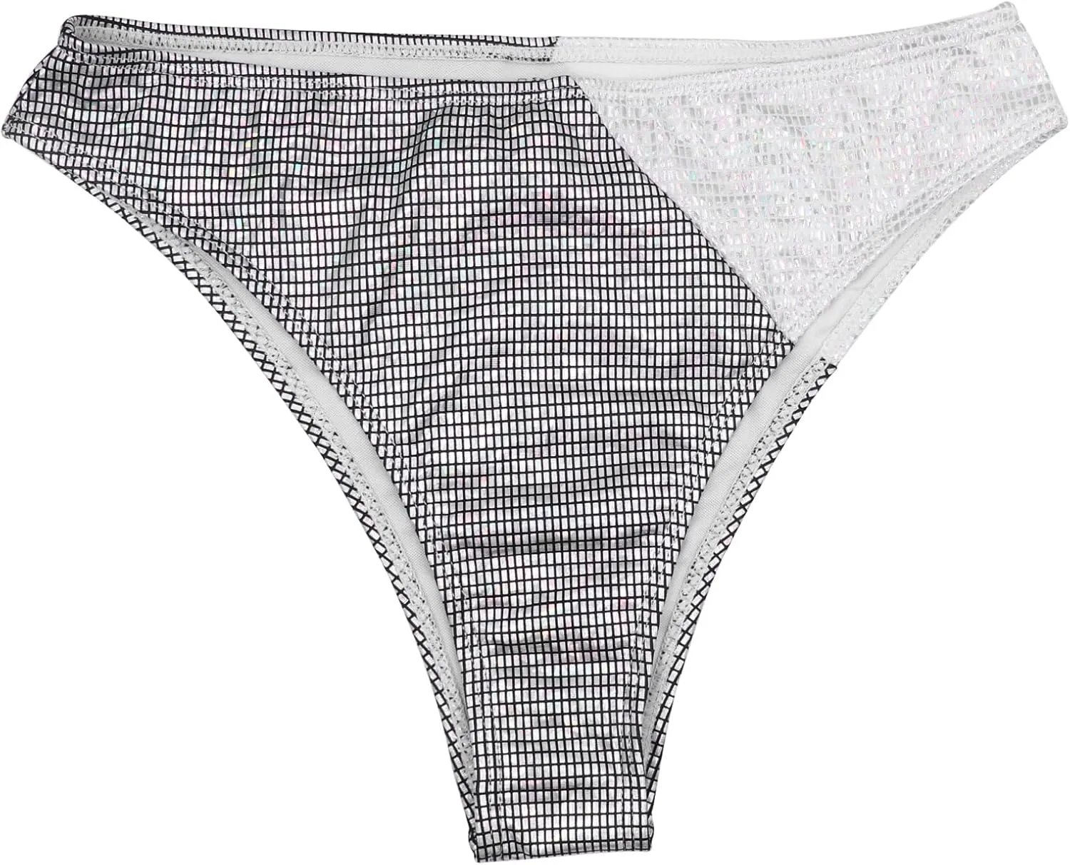 Women's 2 Piece Holographic Metallic Bikini Set Sexy Backless Cross Wrap Swimsuit High Waisted Bathing Suit