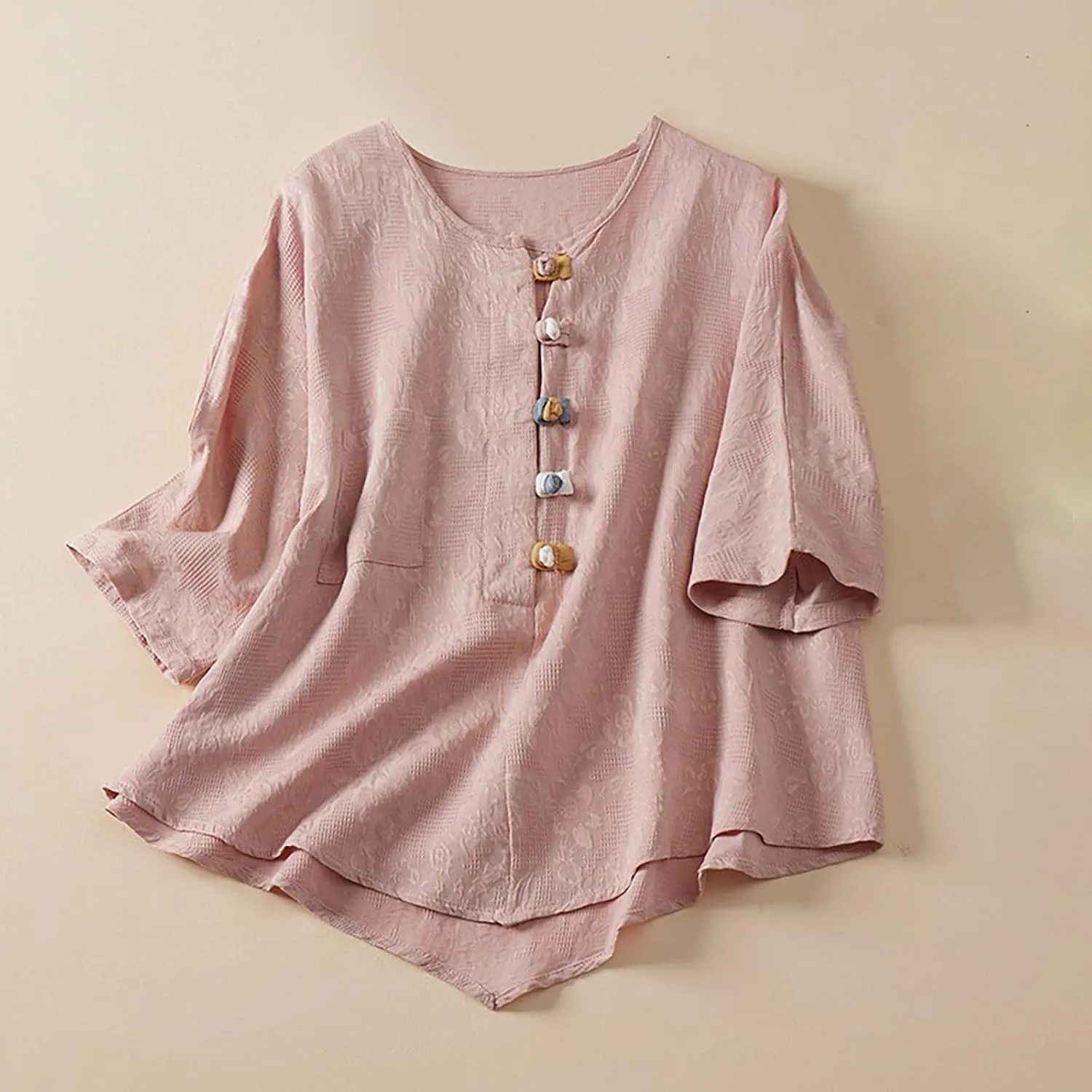 Womens 2024 Cotton Linen Tunic Tops Boho Gauze Button Down Shirt Summer Causal Blouse Loose Fit Trendy Peasant Clothes