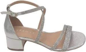 Women's Block Low Heel Spaghetti Strap Rhinestone Sandals Open Toe Ankle Strap High Heels
