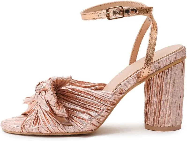 Women's Heeled Sandals Open Toe Bow-knot Ankle Strap Pumps Bridal Shoes