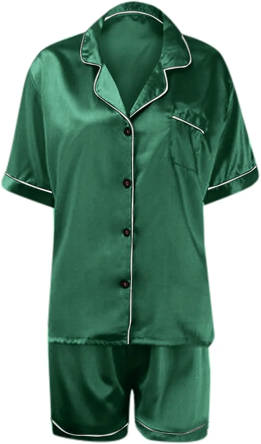 Womens Pajamas Set, Button Down Pajama Set, Short Sleeve Two-piece Loungewear Sets Sleepwear Nightwear Pj Sets