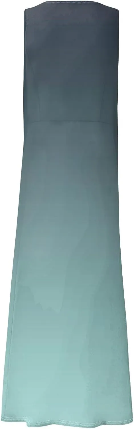 Womens Plus Size Summer Dresses 2025 Gradient Ombre Trendy Casual Vacation Sleeveless Boho Tank Midi Pockets Sundresses