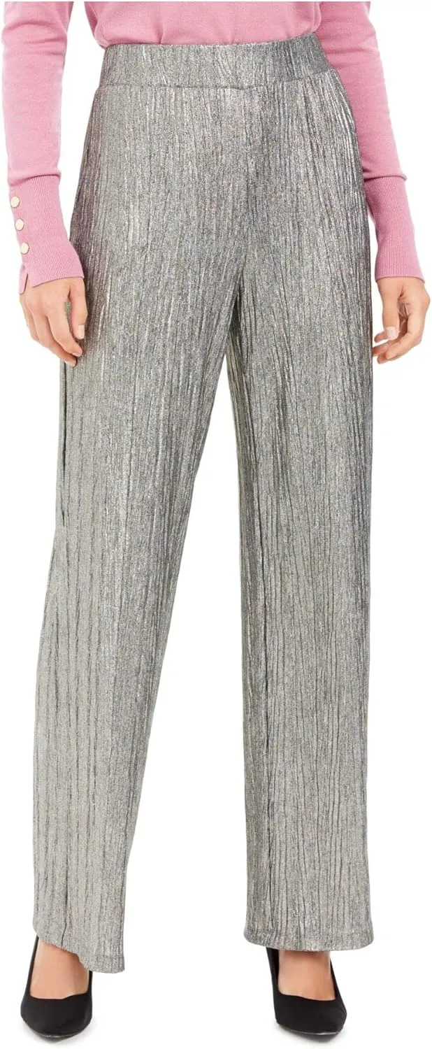 Womens Silver Evening Wide Leg Pants M