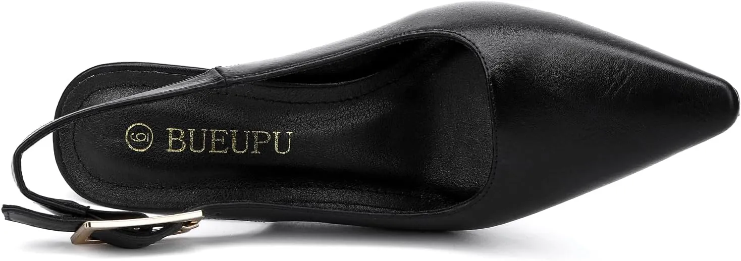 Women's Slingback 3In Kitten Heel Comfortable Closed Toe Pumps Dress Shoes for Women