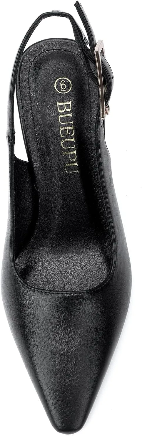 Women's Slingback 3In Kitten Heel Comfortable Closed Toe Pumps Dress Shoes for Women