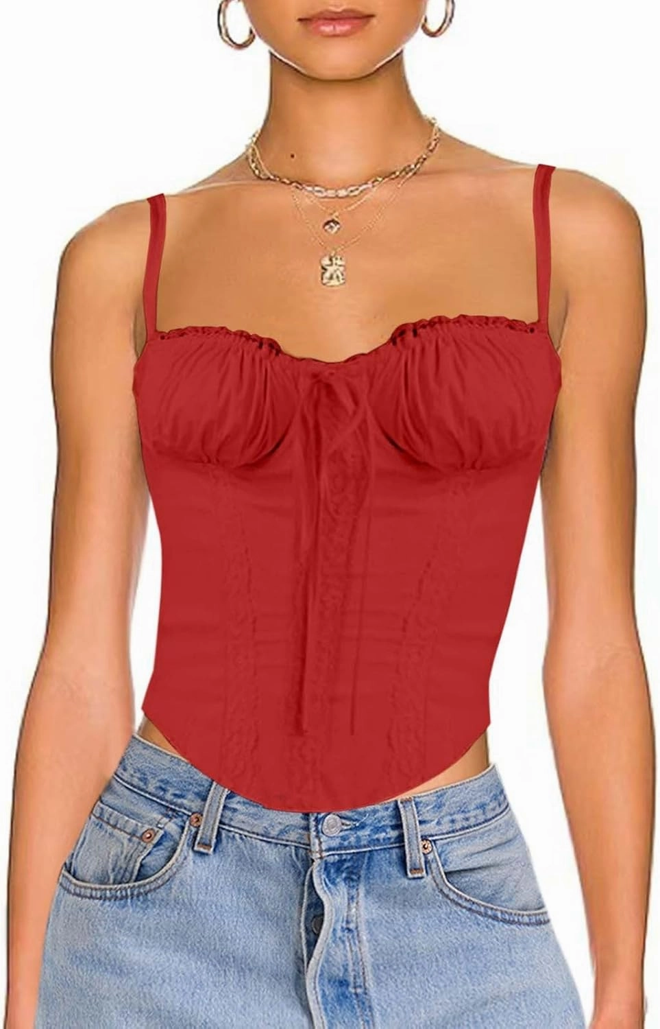 Womens Camisole Tank Tops Lace Up Cami Corset Bustier Top Sexy Square Neck Sleeveless Going Out Shirts Y2K Outfits