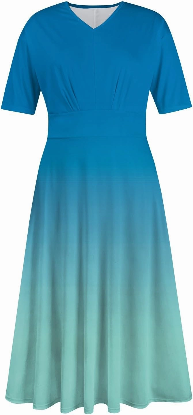 Womens Summer Dresses Sexy V Neck Dresses Short Sleeve Loose Fit Tunic Dress Casual Plus Size Flowy Dresses 2024