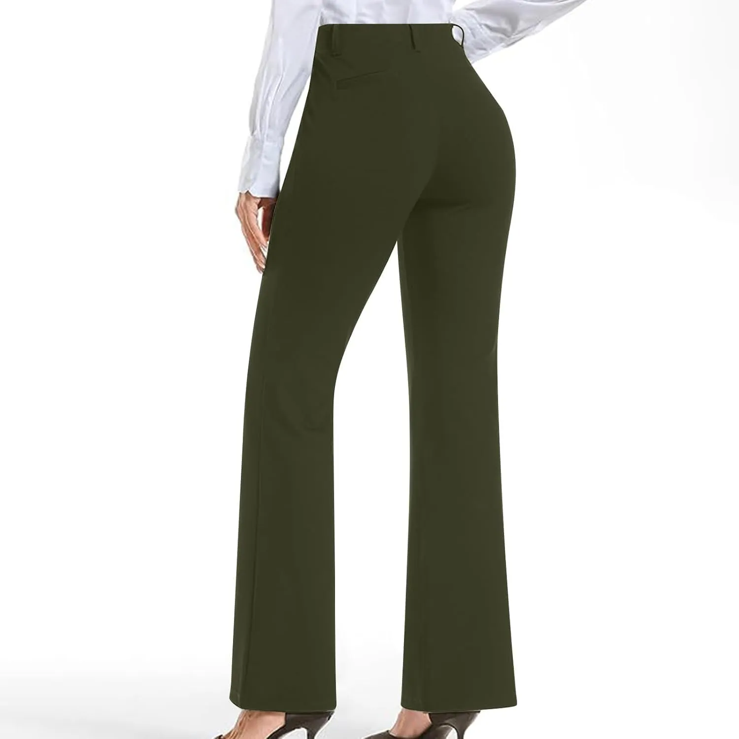 Work Pants Women Business Casual Dress Pants Bootcut Trousers Pants with Pockets Ladies High Waisted Pants
