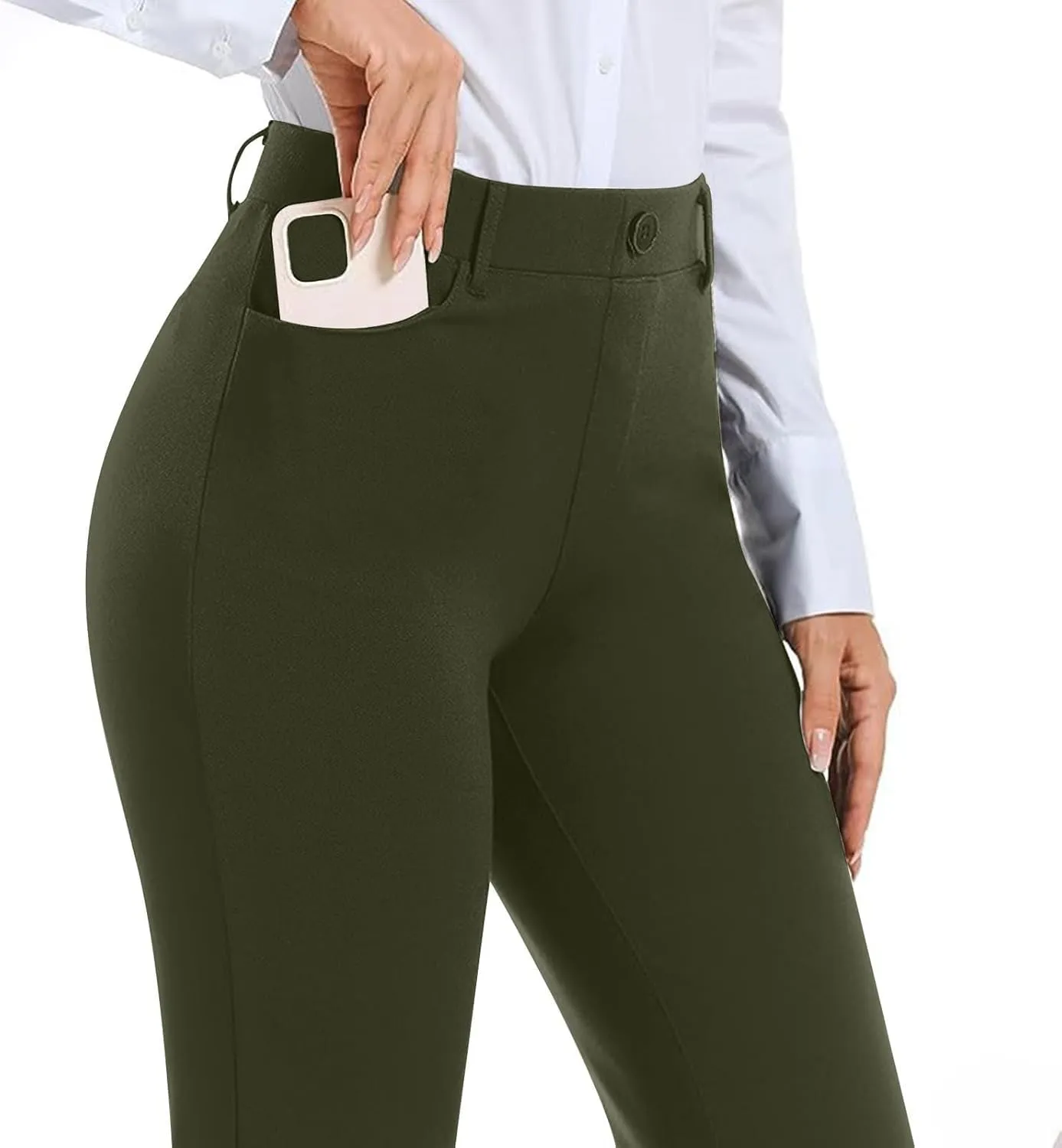 Work Pants Women Business Casual Dress Pants Bootcut Trousers Pants with Pockets Ladies High Waisted Pants