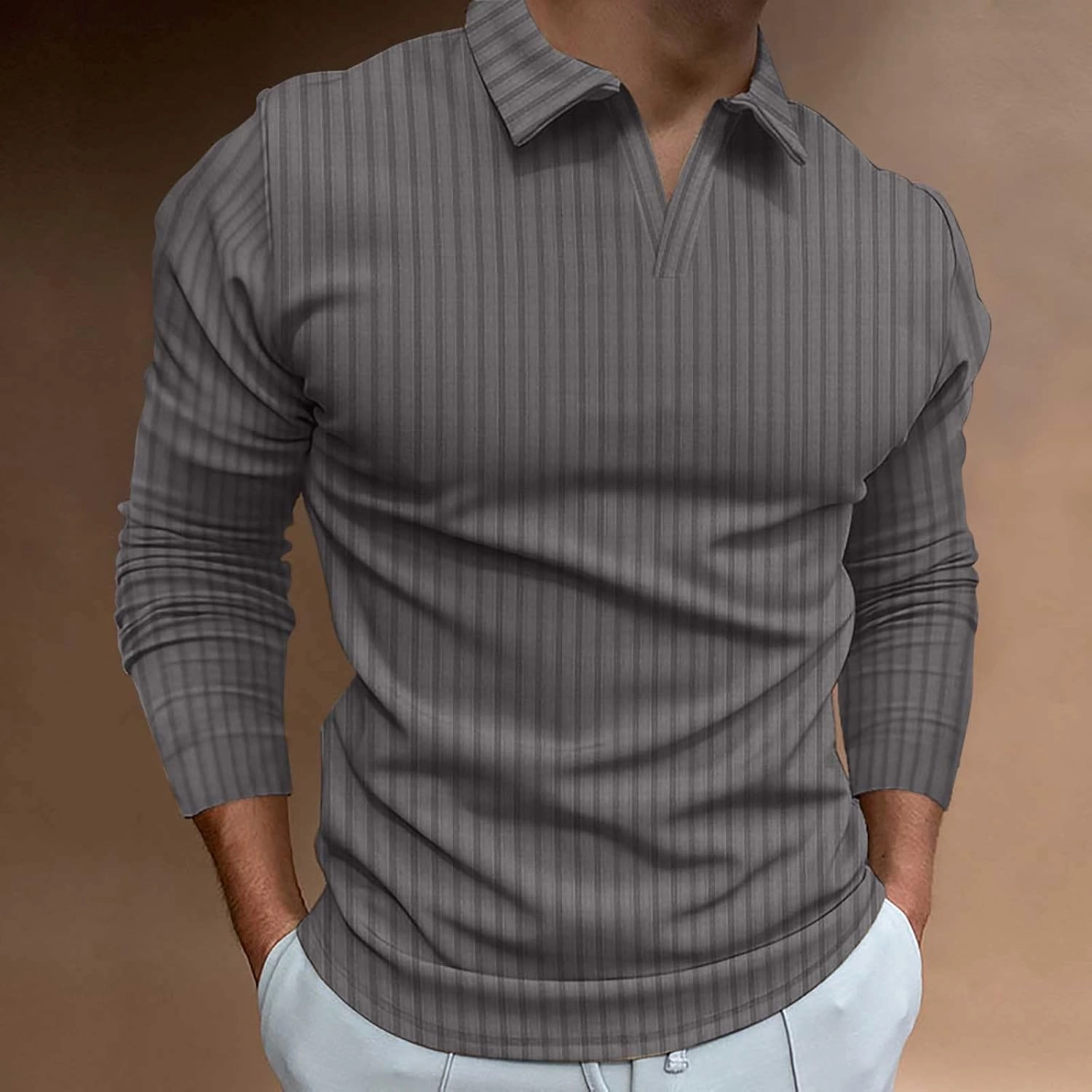 Work Shirts for Men 2023 Regular Fit Long Sleeve V Neck Solid Work T Shirt Casual Muscle Fitness Sport Clothes